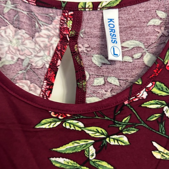 Women’s Burgundy Floral Dress Size Large - Picture 4 of 8